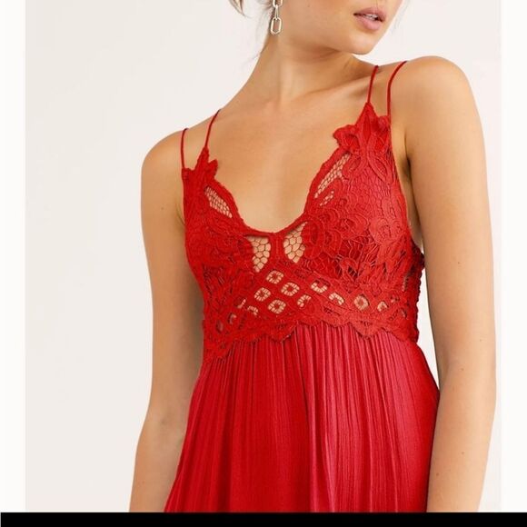 Free People Adella Maxi slip dress in RED NWT - Picture 3 of 5